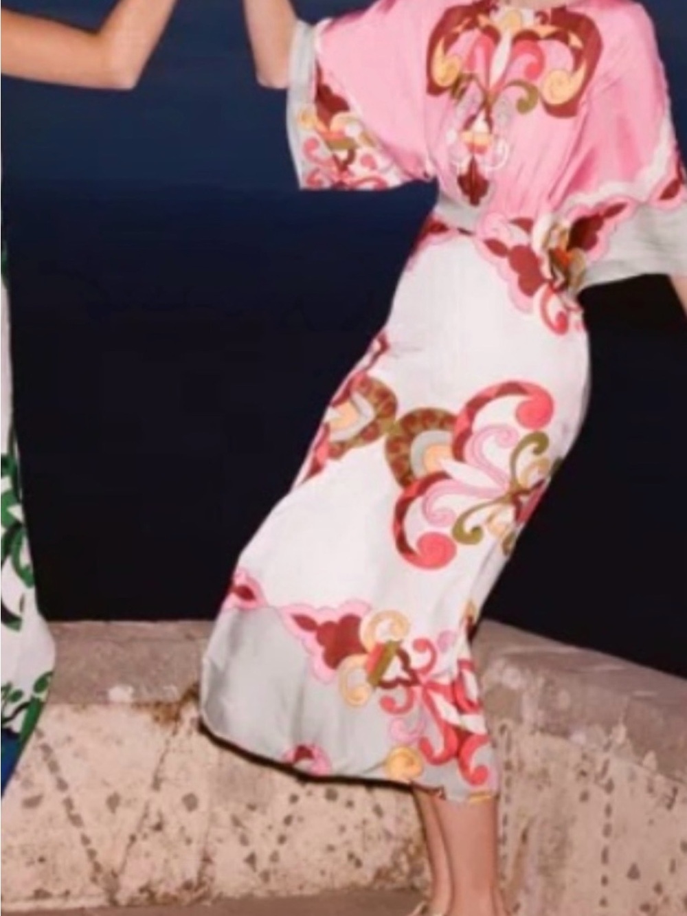 Boden Pink, Cream and Green Printed Midi Dress - Picture 15 of 15